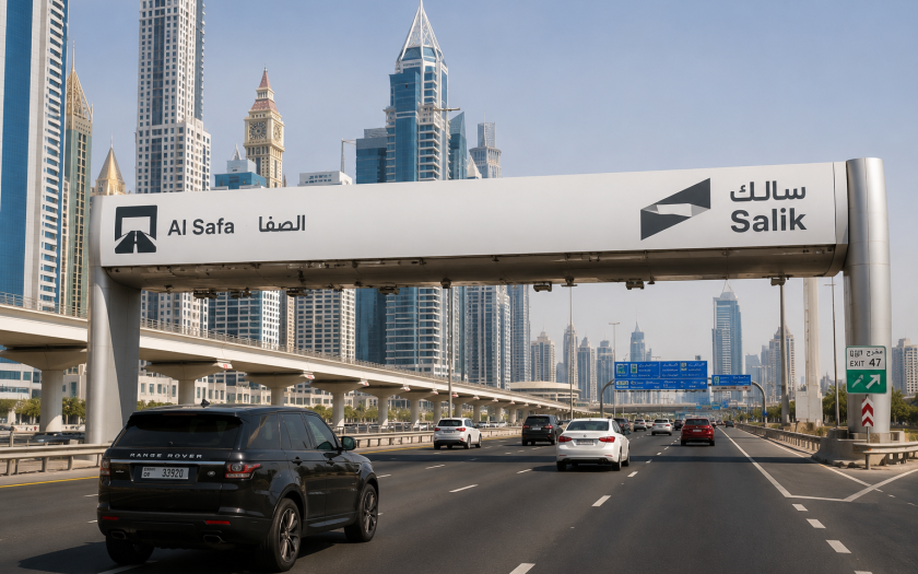 Dubai Highway with Skyscrapers